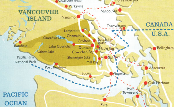Map of Cowichan Valley, Vancouver Island