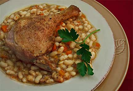 Rustic Braised Duck with Baked White Beans