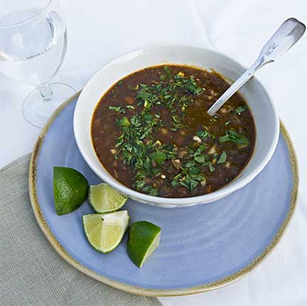 Chil Soup with Black Bens and Barley