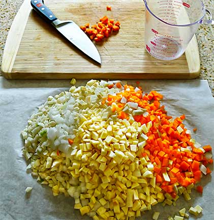 Chopped Vegetables with Wüsthof 6" Chef's Knife