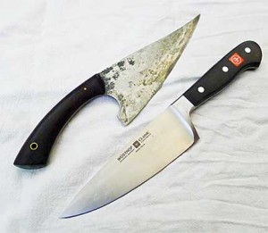 My Favorite Knives: A Buchner "Little Veggie" and A 6" Wüsthof Chef's Knife