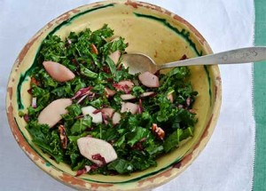 Kale, Pear and Radicchio Salad with Raspberry Vinaigrette